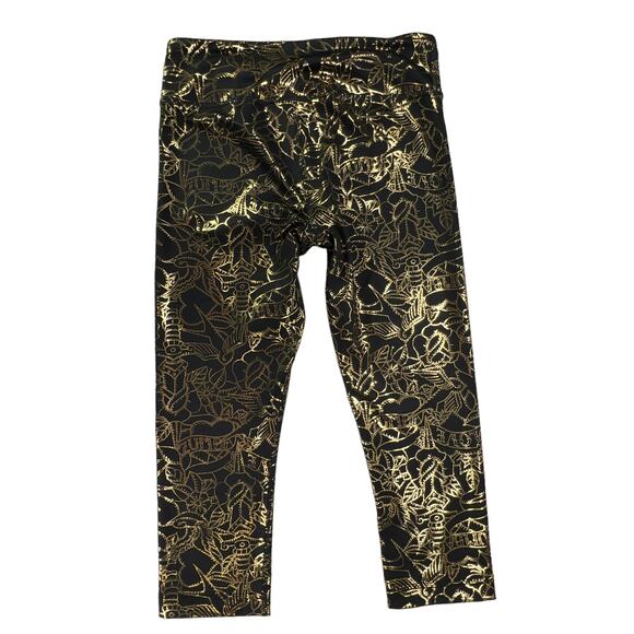 Zumba Love Metallic Capri Leggings Extra Small (XSpicy) Gold Black - Picture 3 of 12